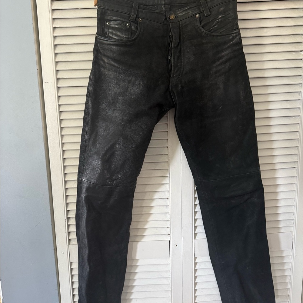 Men's Nashville Black leather pants 33